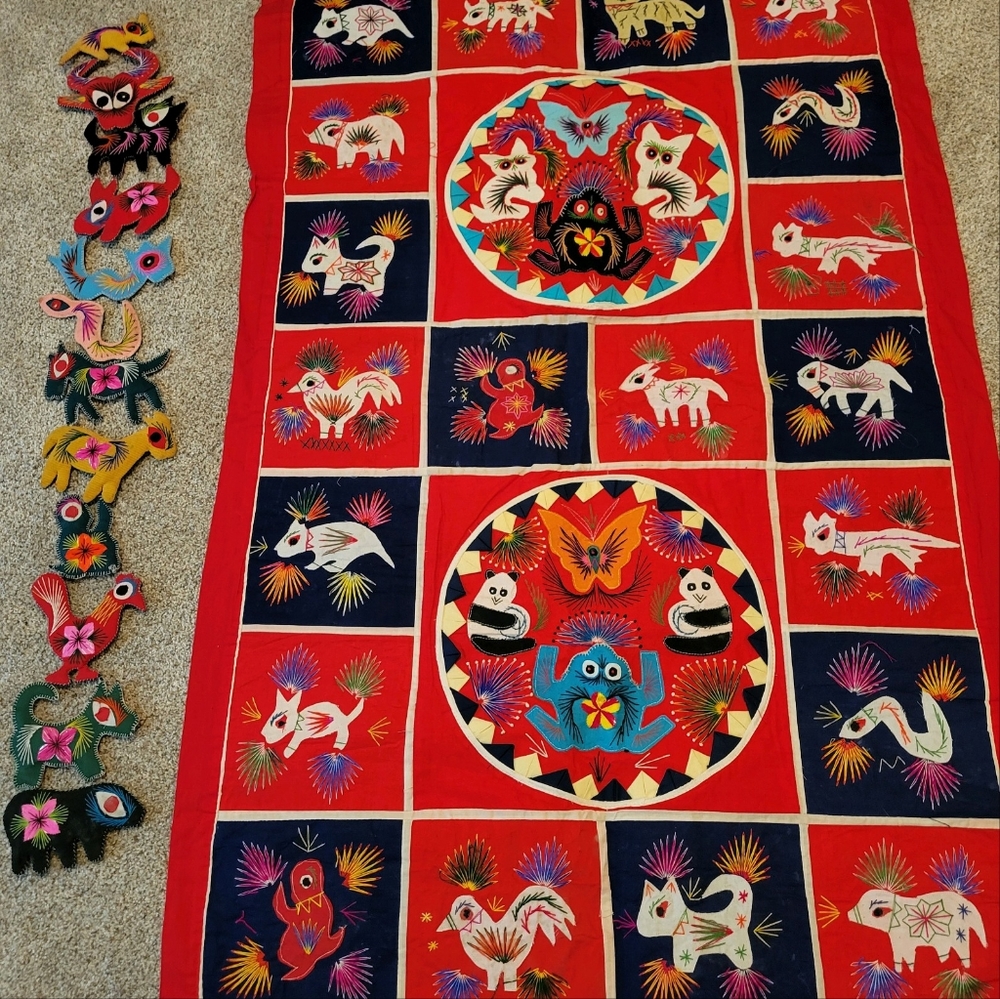 Chinese Handmade crib quilt and wall hang